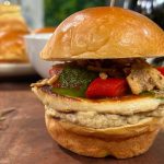 Grilled Cheese Sliders with Herb Sauce, Roasted Red Pepper and Baba Ghanouj