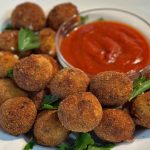Fried Bocconcini Balls with Puttanesca Sauce